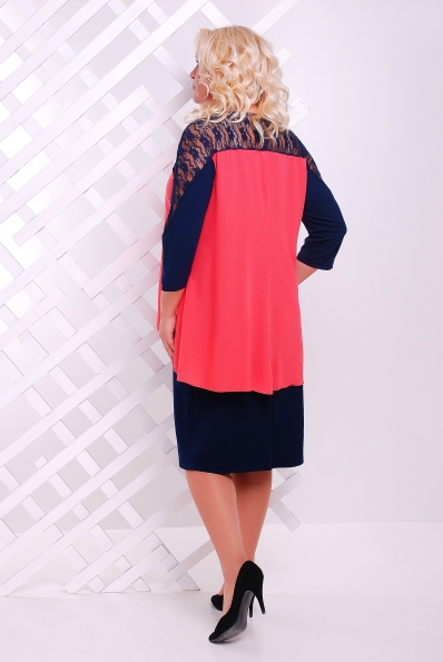 Платье "Нимфа"темно-синий+коралл. в интернет-магазине фото №2