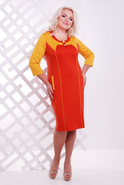 Платье "Стефани"теракот+горчица в интернет-магазине
