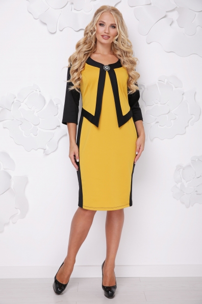 платье "Париж"горчица+черный  в интернет-магазине