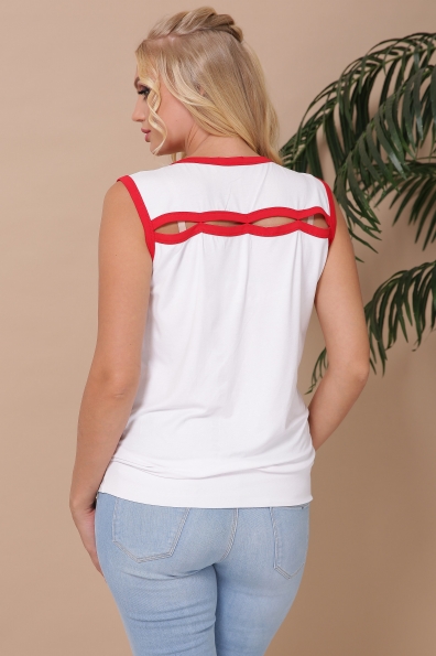 майка"Джеси"белый+красный в интернет-магазине фото №2