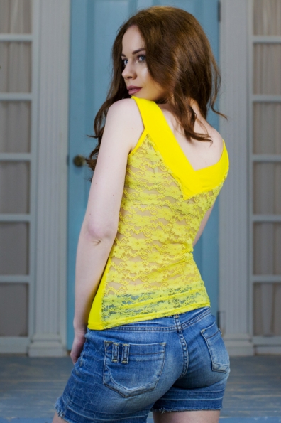 майка"Фиби" жёлтый (камни). в интернет-магазине фото №2