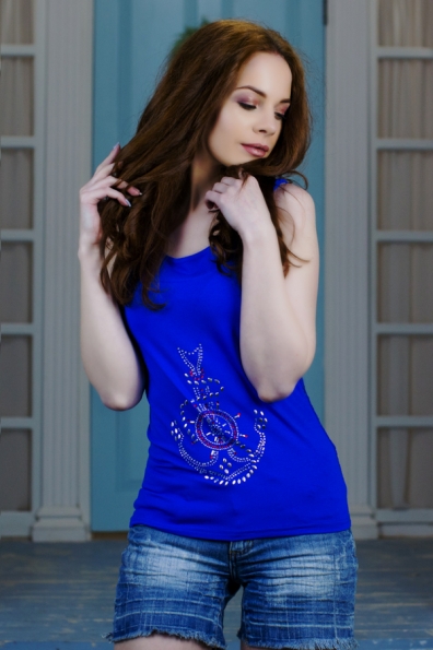 майка"Фиби" электрик (камни). в интернет-магазине