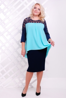 Платье "Нимфа"мята+темно-синий. в интернет-магазине