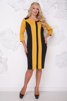 платье "Бонжур"горчица+черный в интернет-магазине
