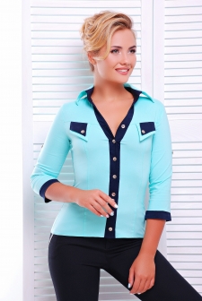 Рубашка "Ярослава"мята рукав 3/4. в интернет-магазине