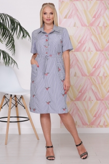 платье "Элла"синяя полоска с вышивкой в интернет-магазине