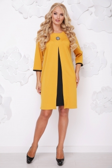 платье "Роскошь"горчица+черный в интернет-магазине