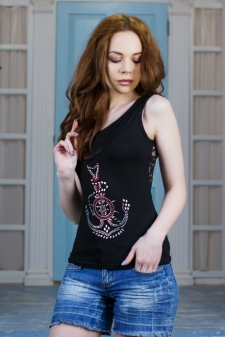 майка"Фиби" черный (камни). в интернет-магазине
